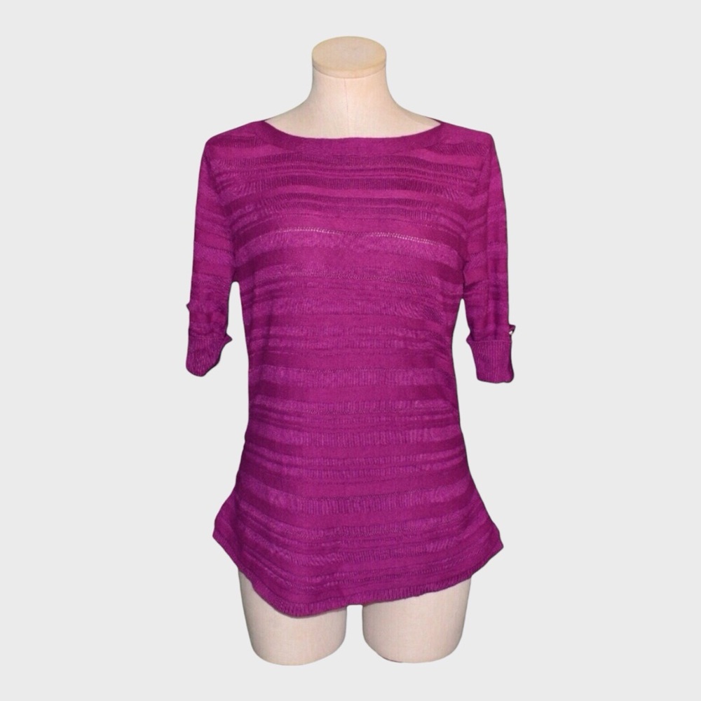 Apt 9 Textured Stripe Boat Neck‎ Ruched Side Knit Top